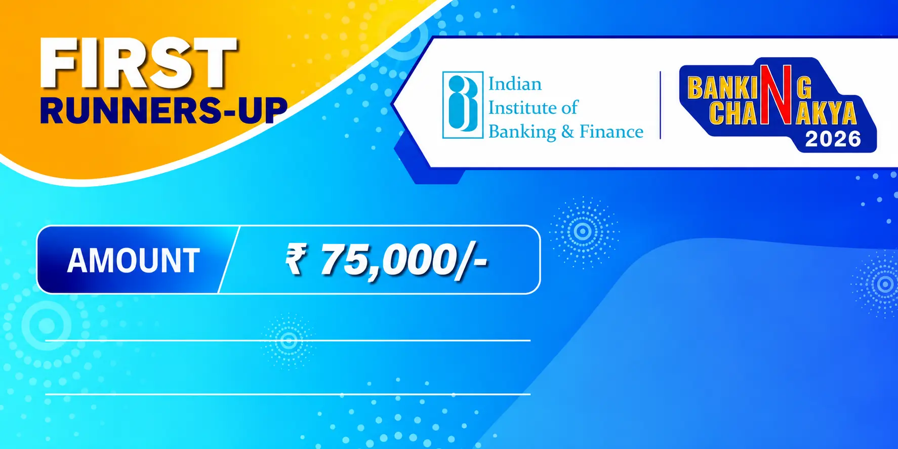 First Runners-Up prize cheque — ₹75,000