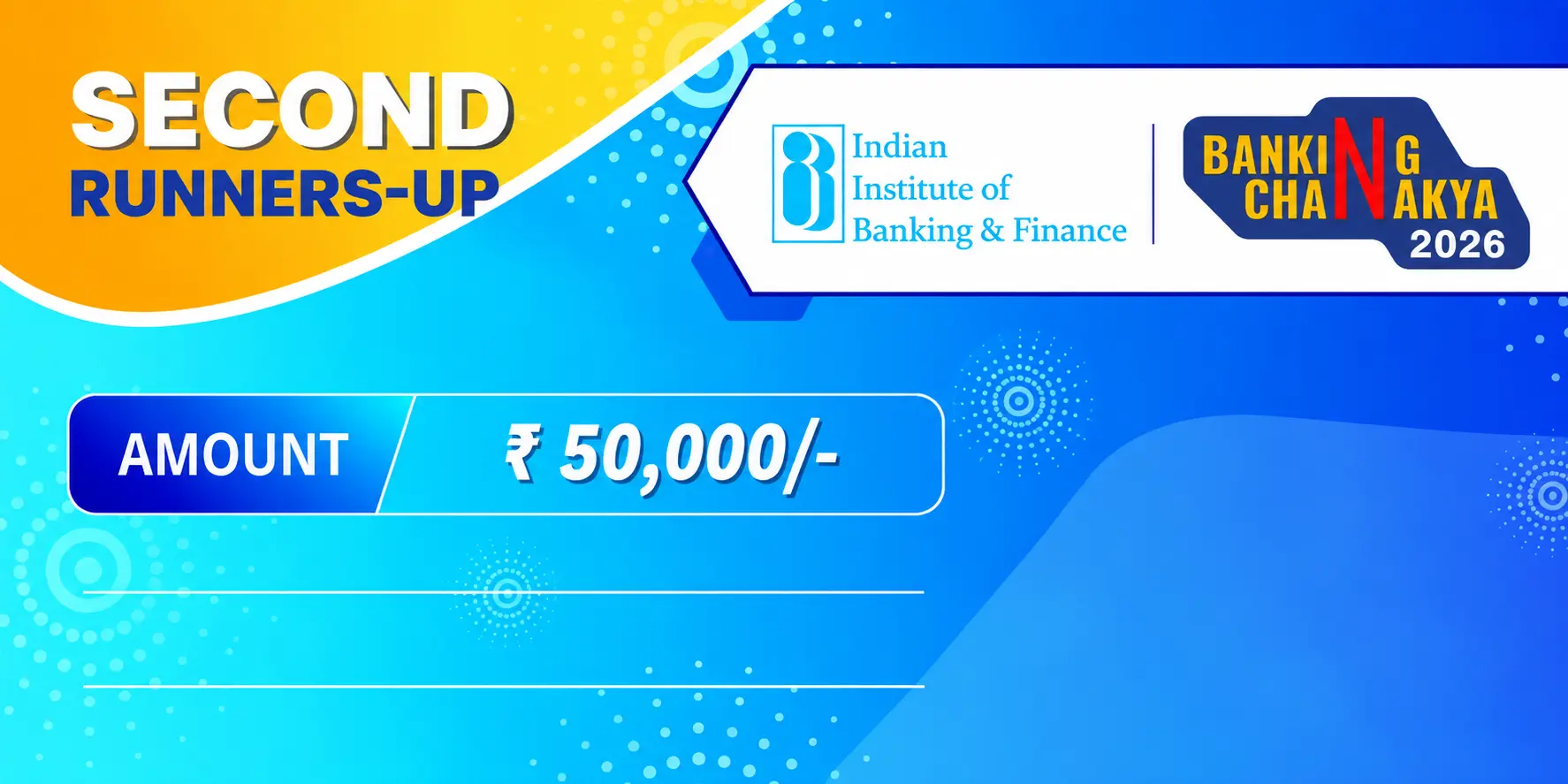 Second Runners-Up prize cheque — ₹50,000