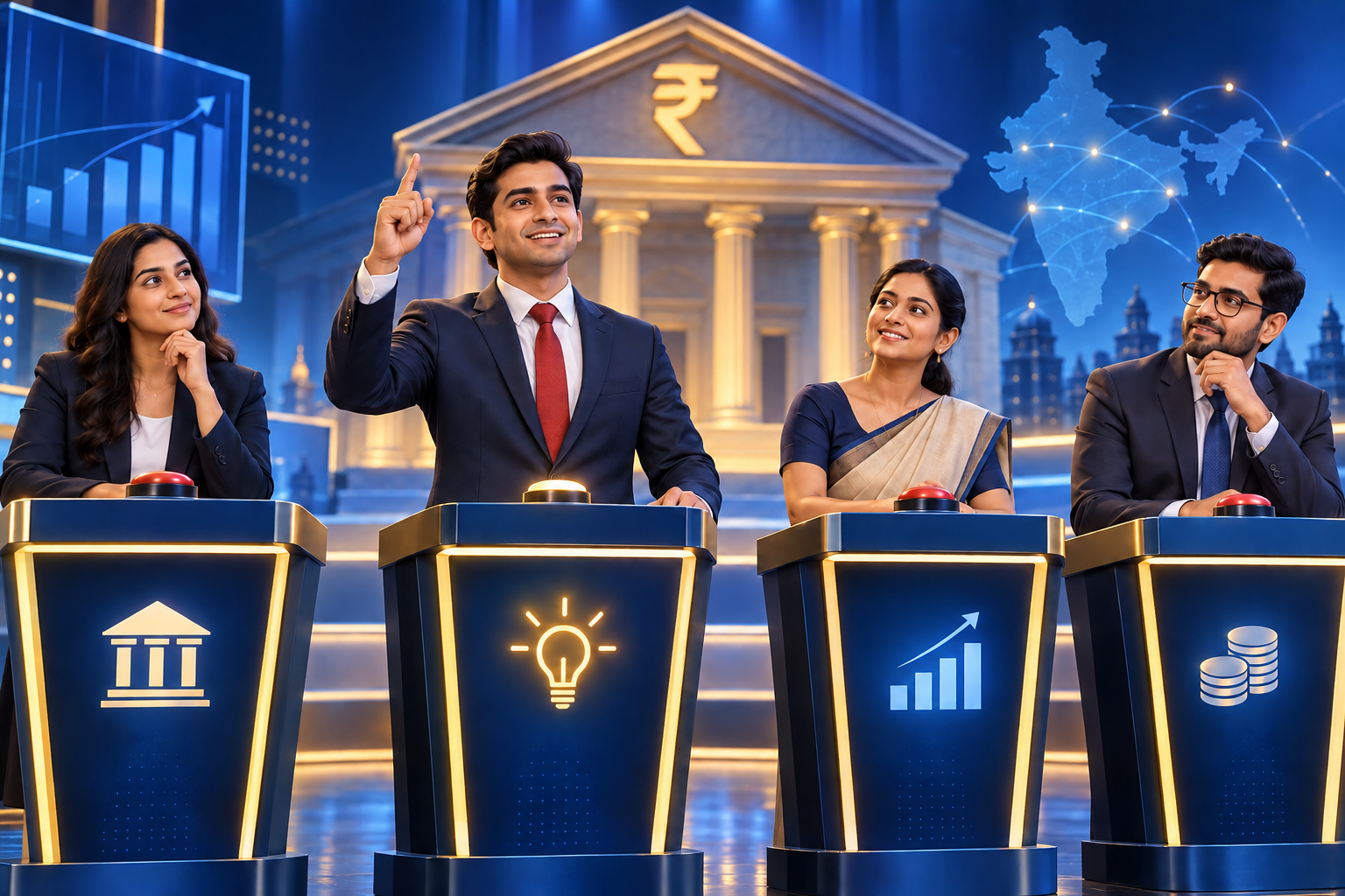 Indian banking professionals competing in a national knowledge quiz